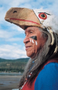First Nations man wearing traditional head dress (Photographer: Unknown © Partner. Cr.: Thompson Okanagan. All Rights Reserved.)